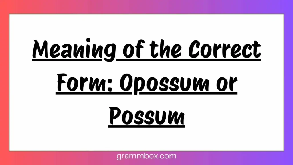 Meaning of the Correct Form: Opossum or Possum