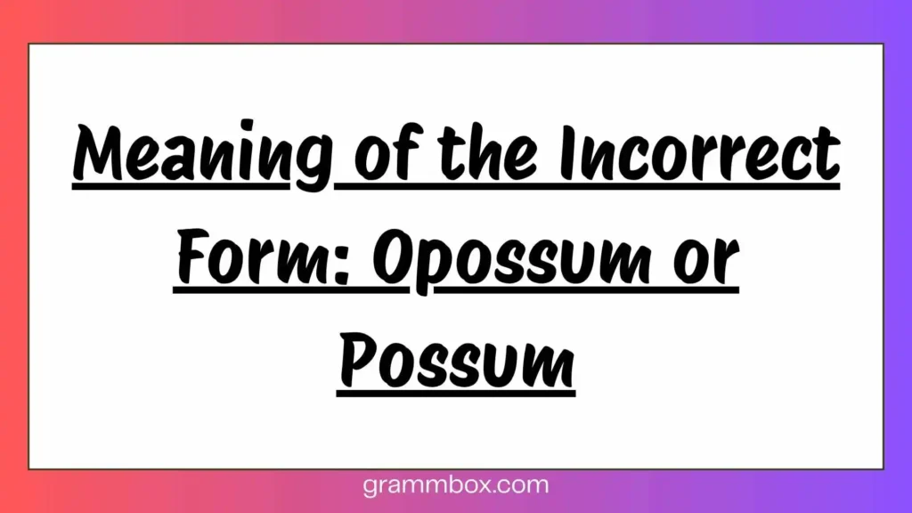 Meaning of the Incorrect Form: Opossum or Possum